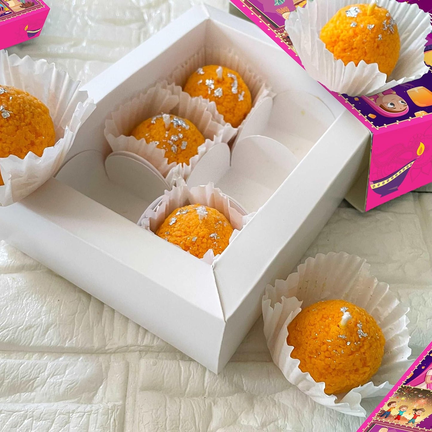 Premium Motichoor Ladoo Candle Set of 6